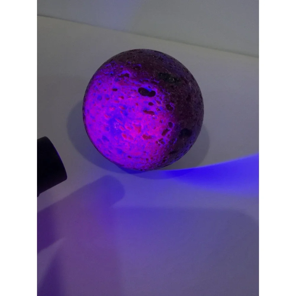 Honeycomb Ruby Sphere Rock Stone UV Reactive Glows 7